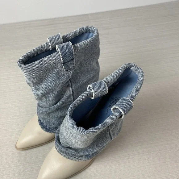 Steve Madden Womens Layne Ivory Cowboy, Western Booties 6.5 Medium‎ - Picture 3 of 10